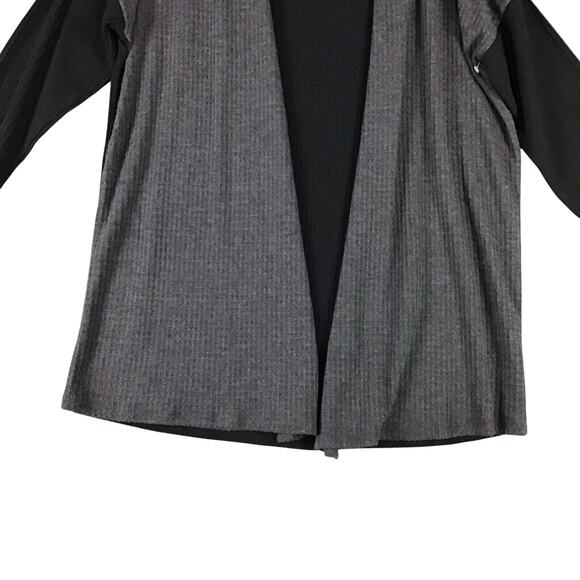 Bobeau Women’s Size Small Open Front Cardigan Lightweight Gray Black Colorblock - Picture 6 of 11